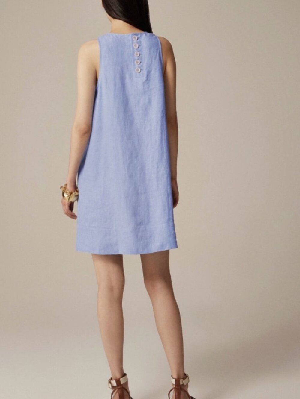 J. Crew Soft Light Blue Sleeveless Linen-Blend Shift Tank size Small NWT - Picture 2 of 9